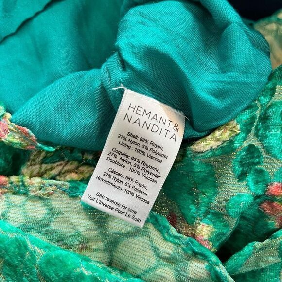 HEMANT AND NANDITA Short Dress With Tie Up Belt in Teal - Picture 9 of 11